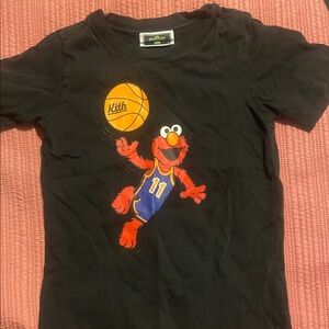 Kith Kids Black Tee with Elmo Basketball Graphic